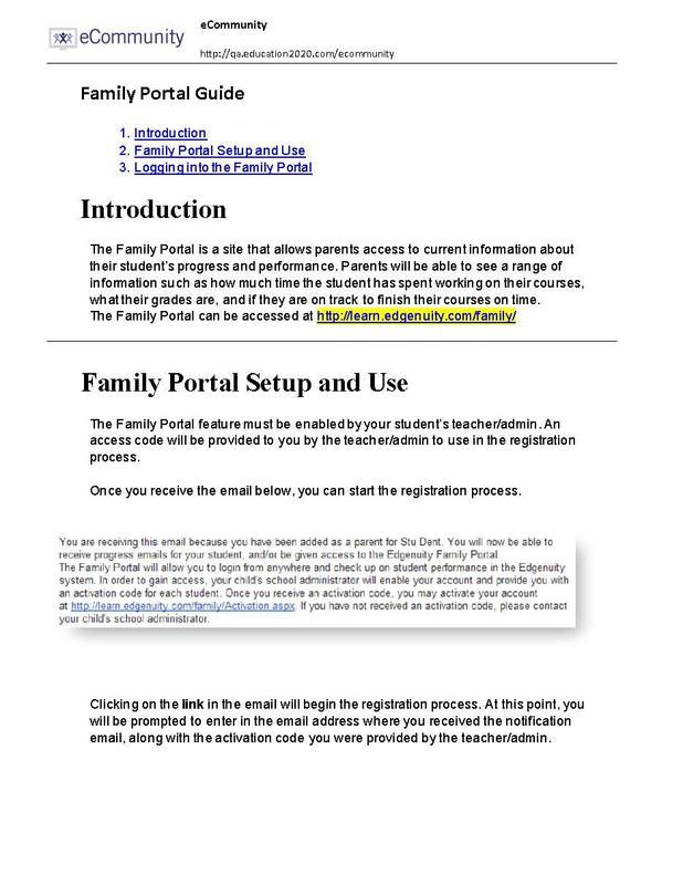 Edgenuity Family Portal Information