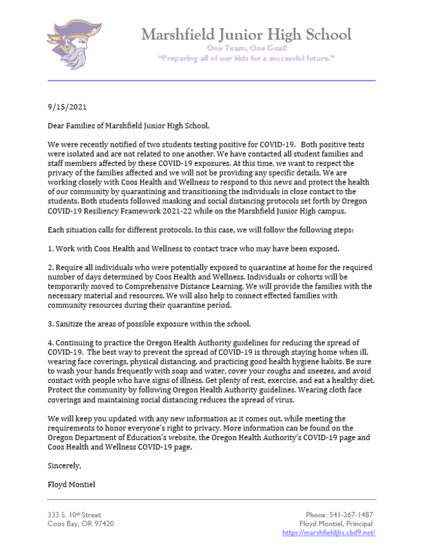 A letter from the Principal.