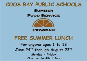 Coos Bay Schools Summer Lunch Program