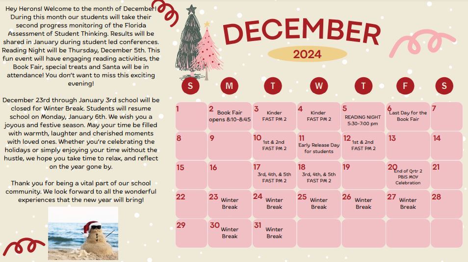 December 2024 event calendar