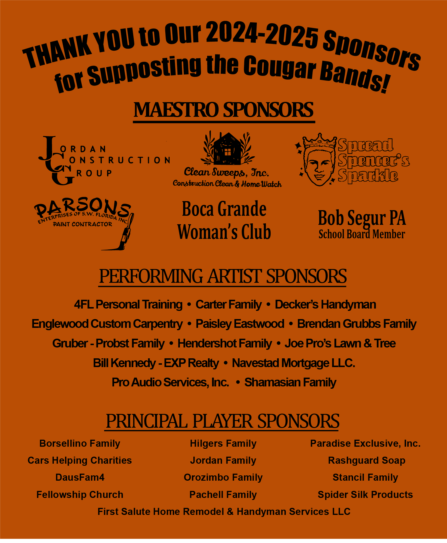 Band Sponsors for 24-25