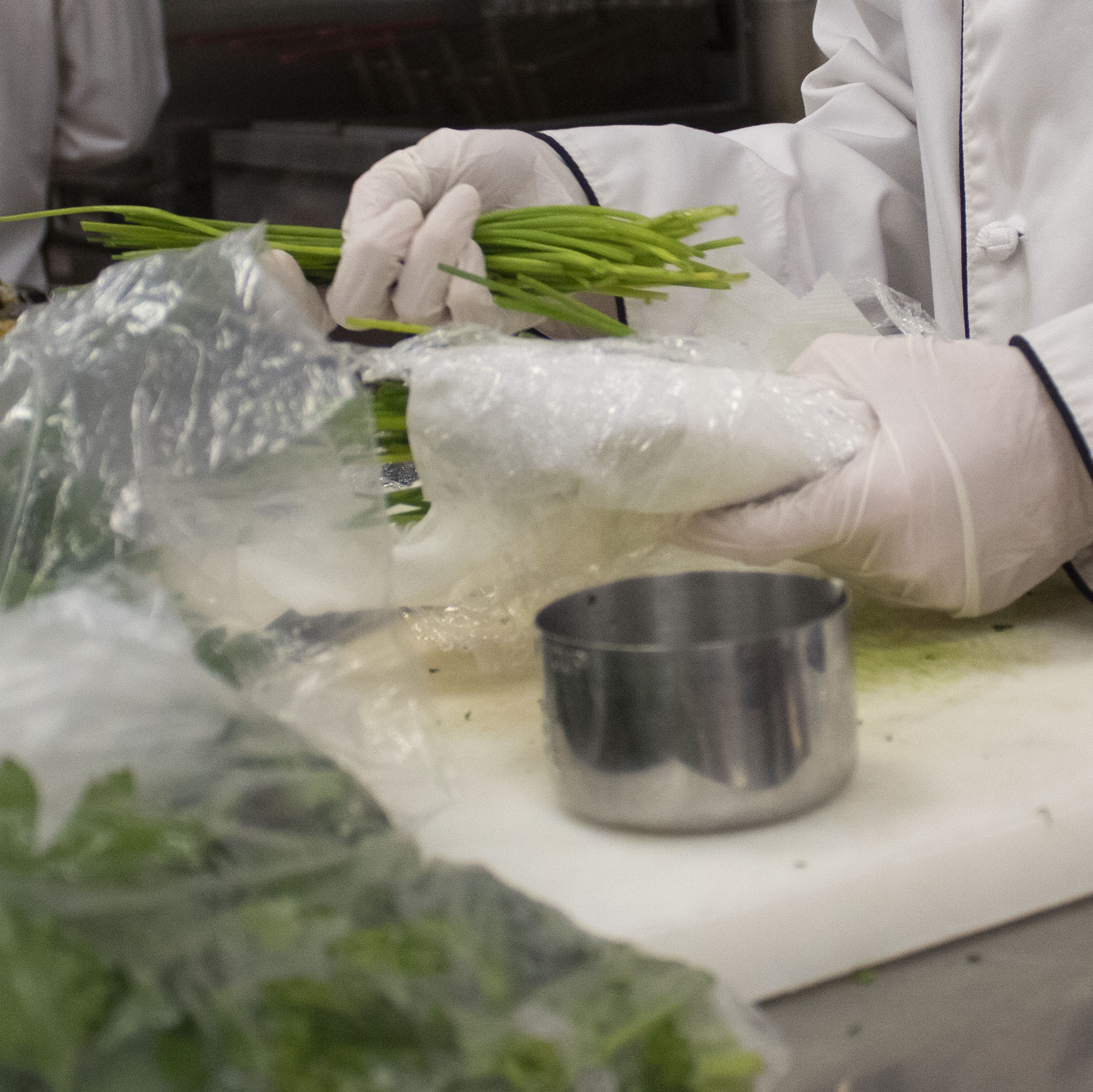 student prepping food in kitchen at CTC