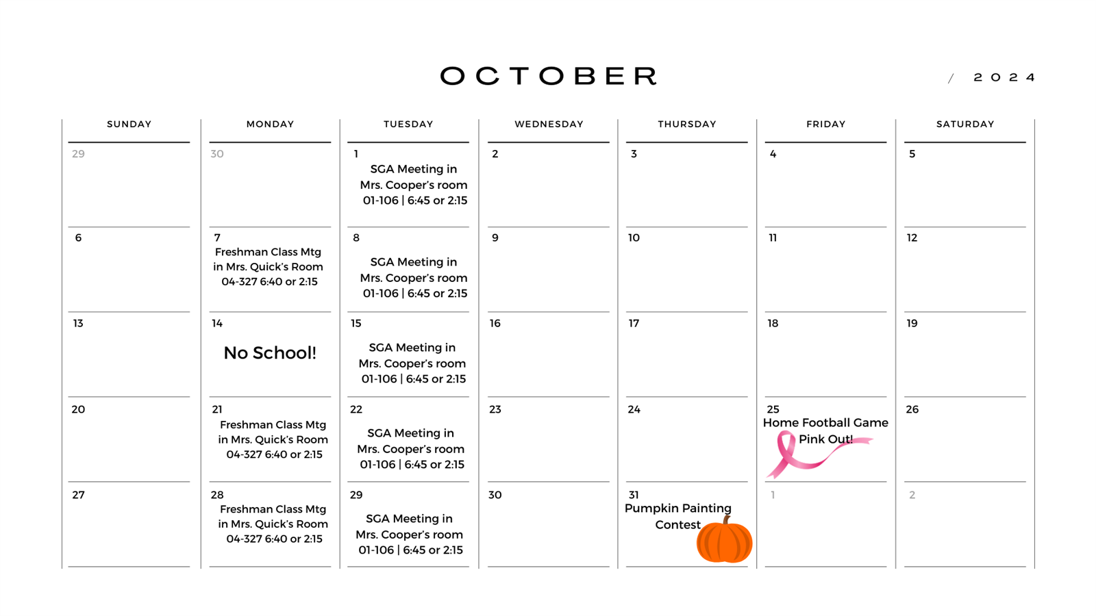 October Calendar