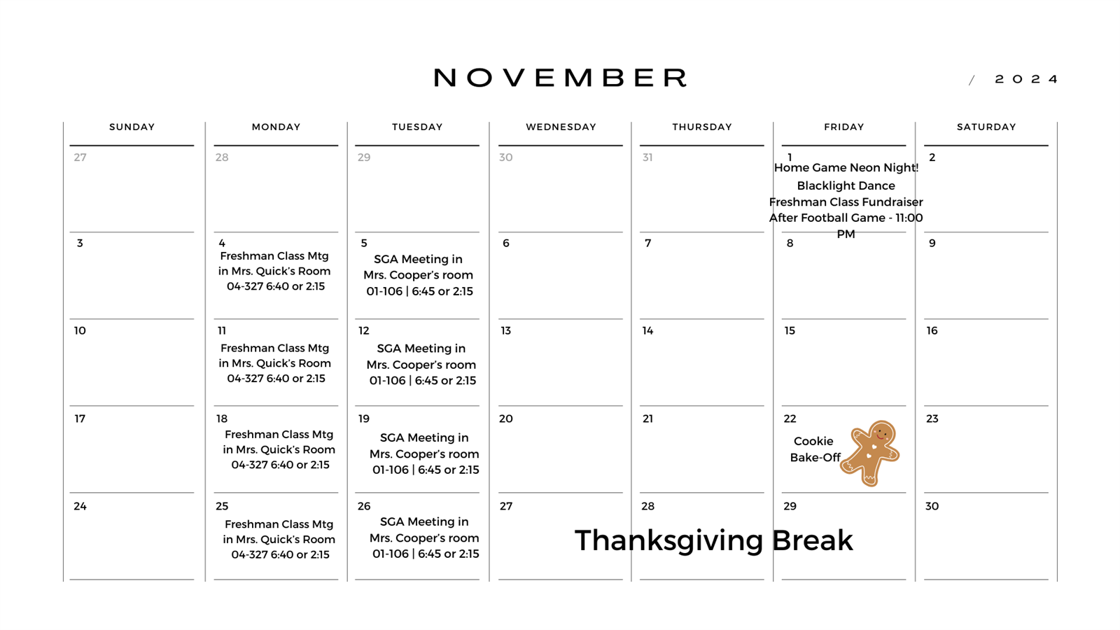 November Calendar