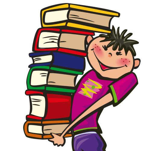  Student carrying books clipart.