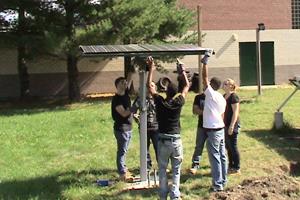 Students installing solar panels at Davies Career and Tech 