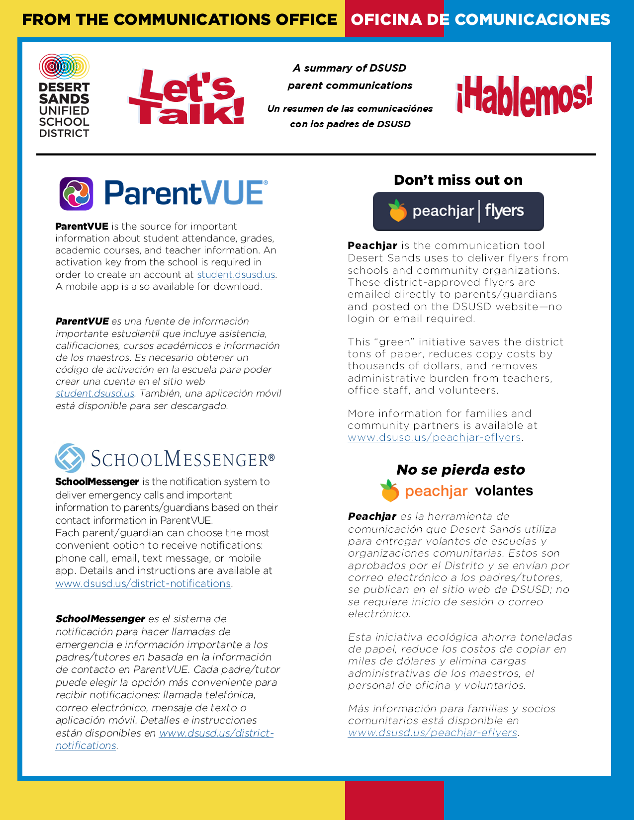 A summary of DSUSD parent communications