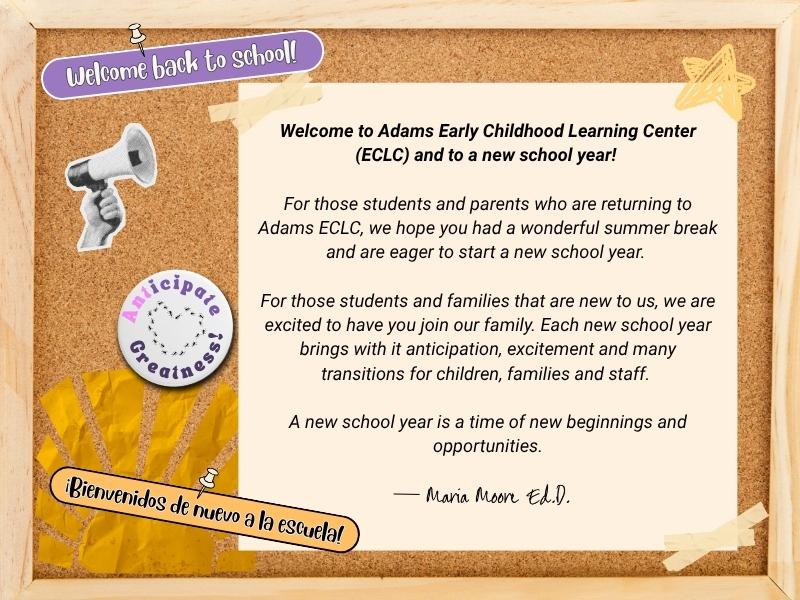 Welcome Back from Dr. Moore