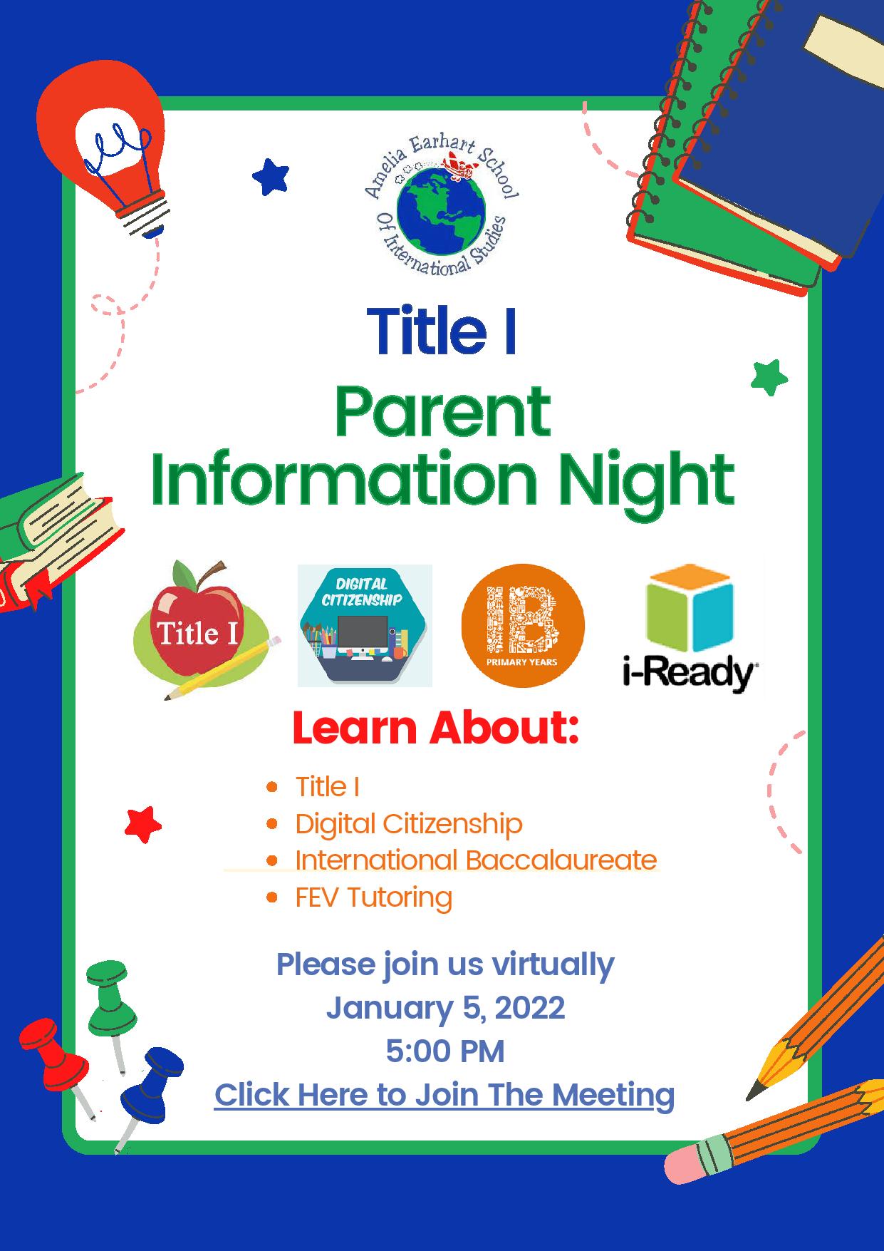 Title 1 Parent Information Night