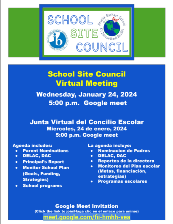 School Site Council Virtual Meeting