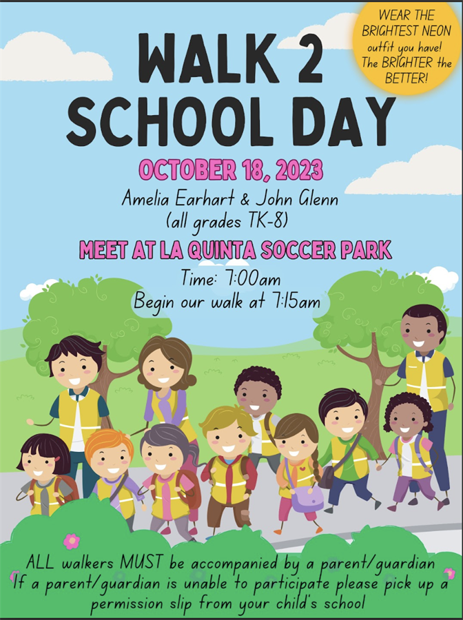Walk 2 School Day - Wednesday, Oct. 18. 2023 Flyer