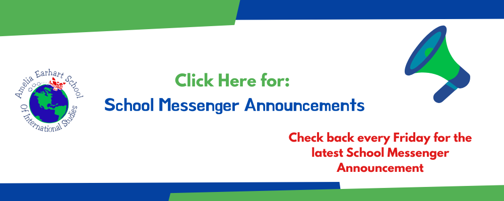 School Messenger Announcement banner stating to come back on Friday for the latest announcements.
