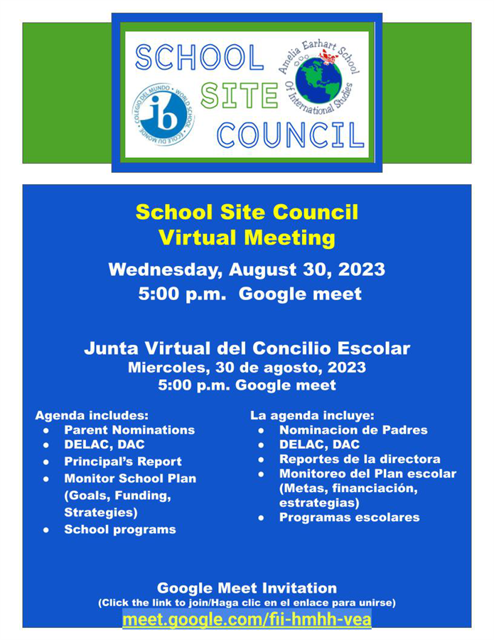 Virtual School Site Council Meeting