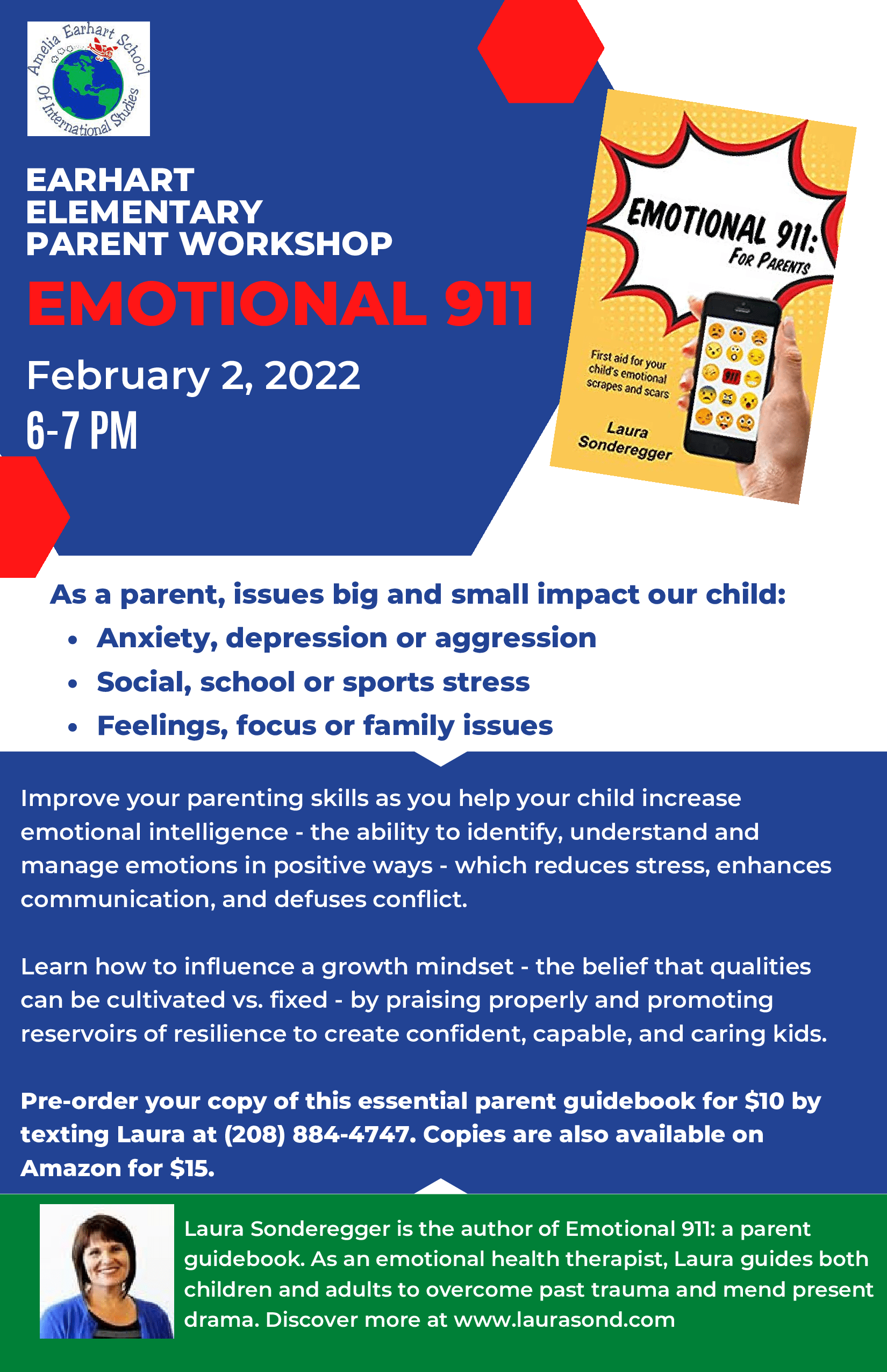 Earhart Elementary Virtual Parent Workshop Flyer