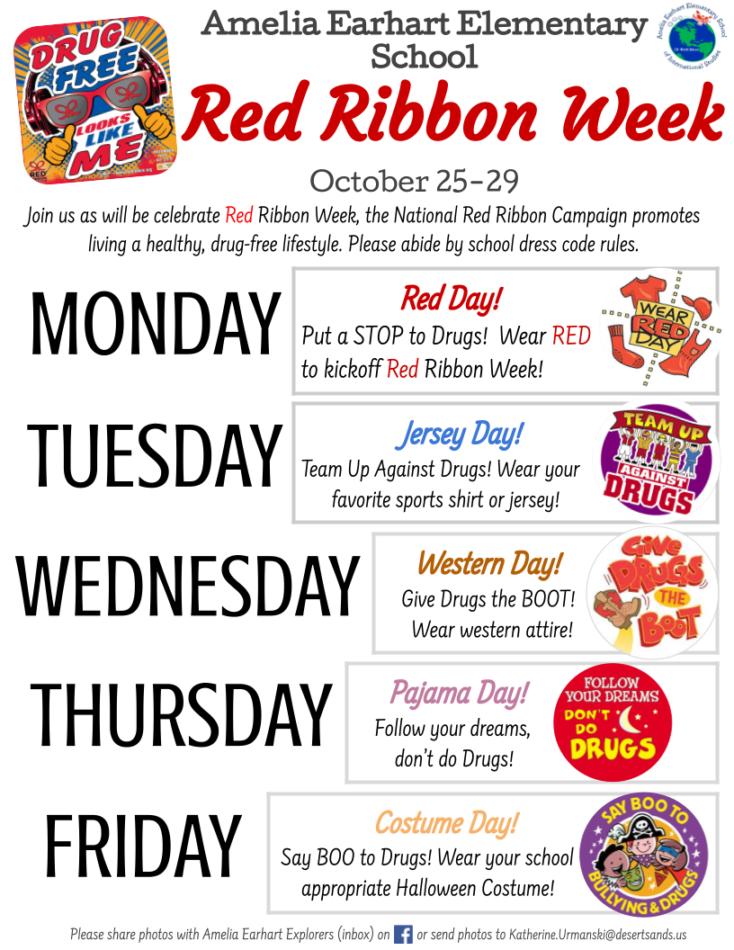 Red Ribbon Week October 25 - October 29, 2021