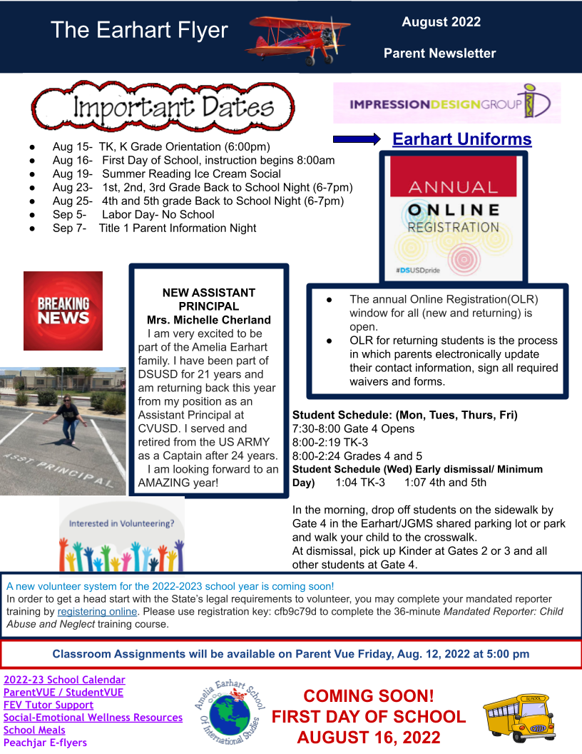August Parent Newsletter