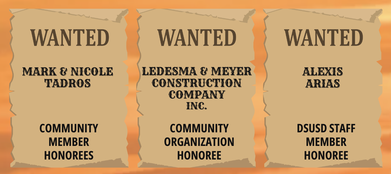 western-themed graphic with the names of the individuals that will be honored at gala