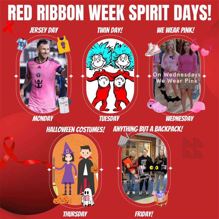 Red Ribbon Week Spirit Days - 10/28 to 11/1