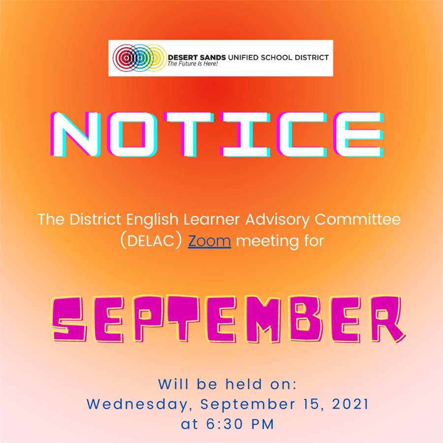 District English Learner Advisory Committee meeting on September 15.