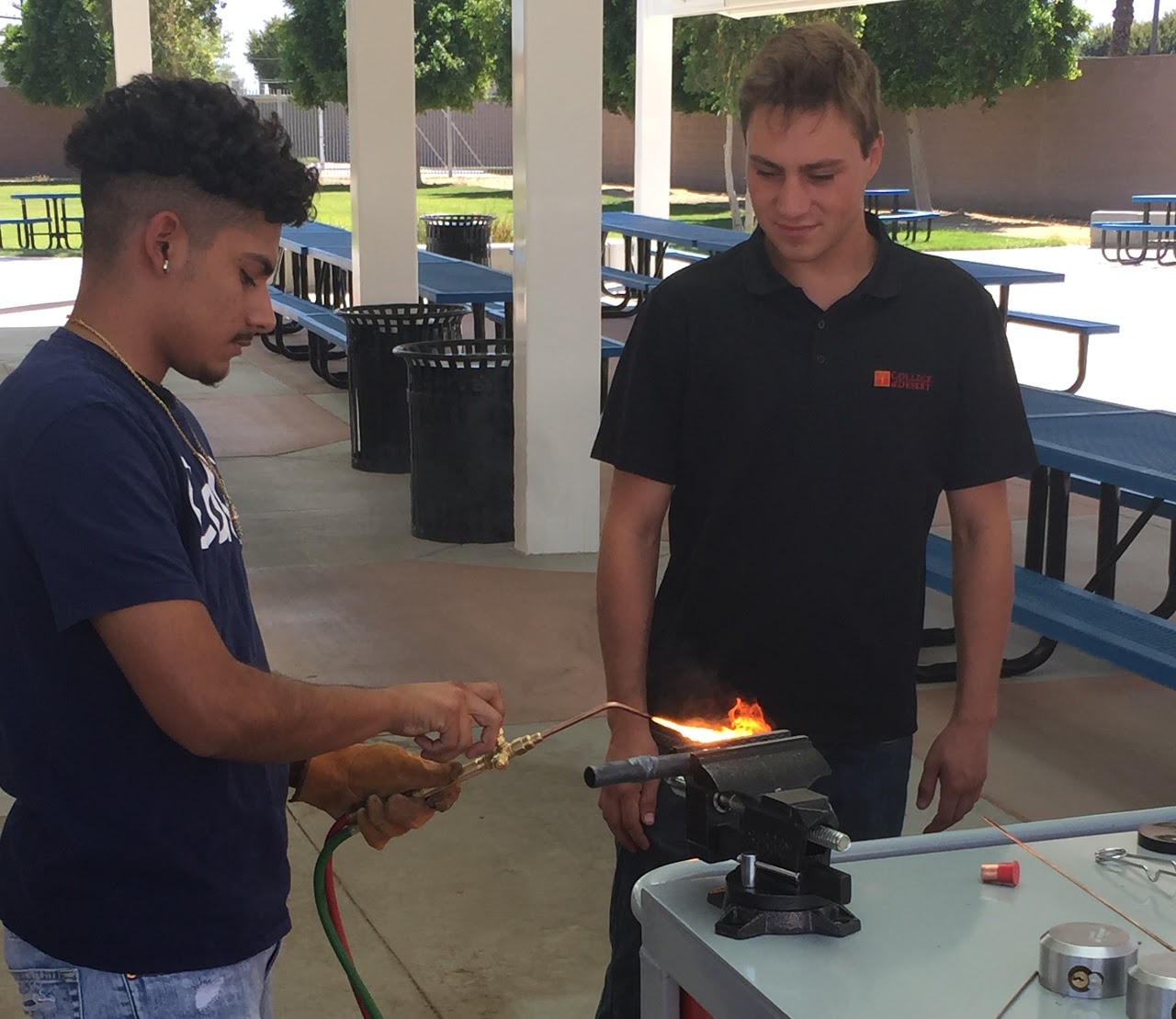 Student using a torch