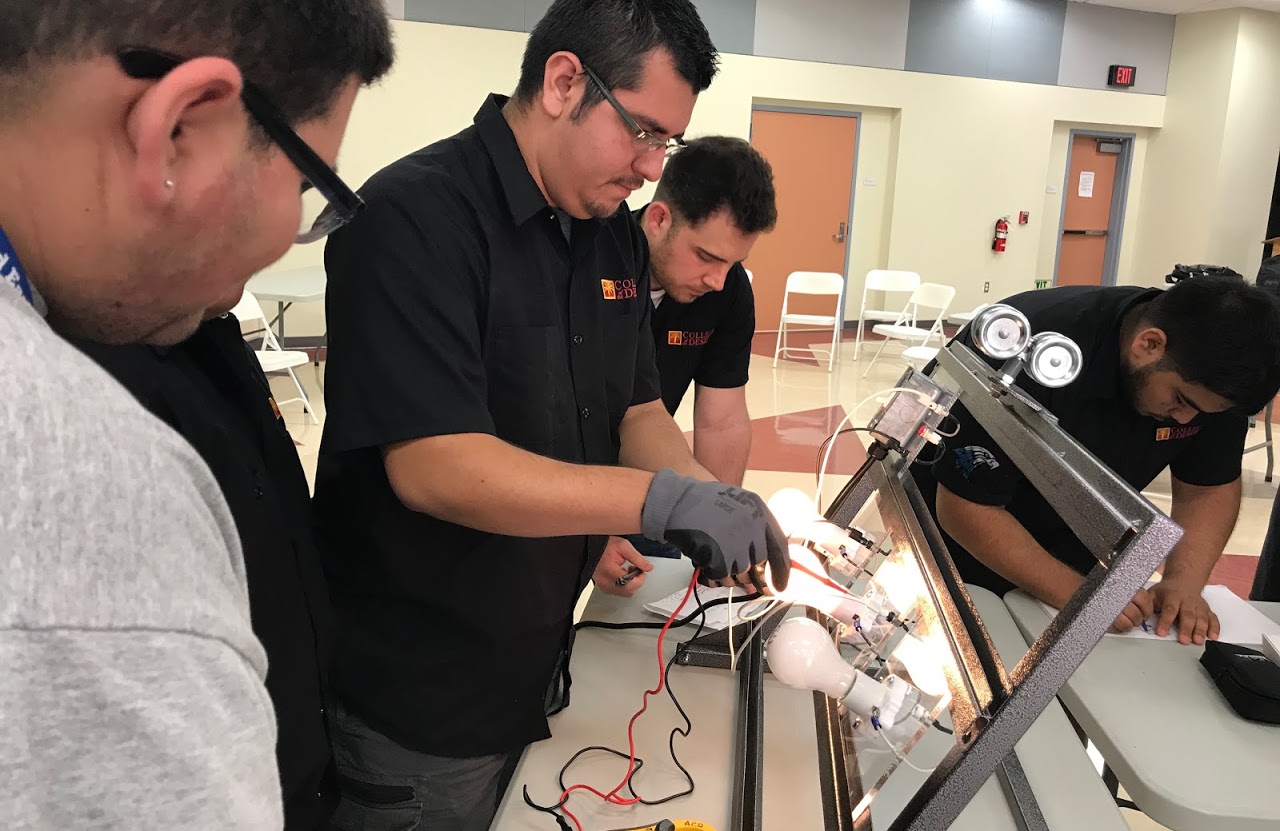 Students learning via the HVAC program