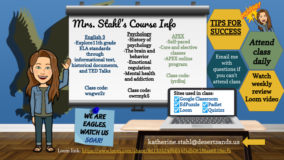 Mrs Stahl's course info