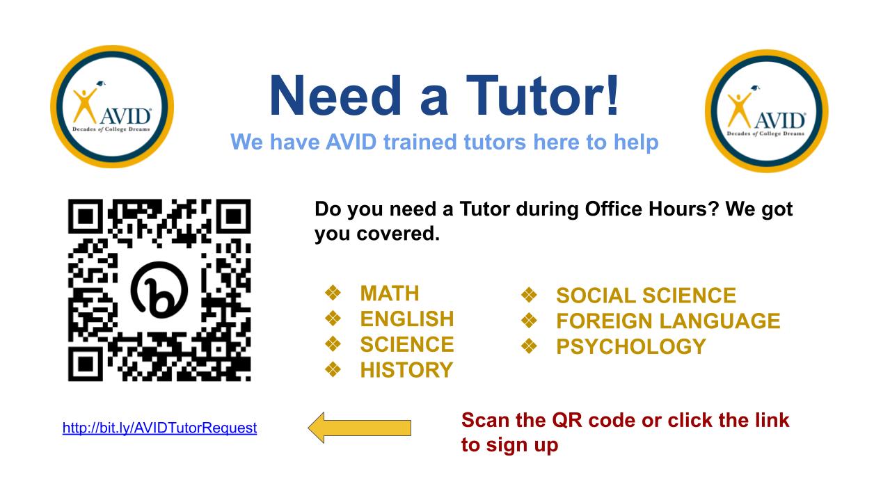 AVID Tutoring AVID Tutoring