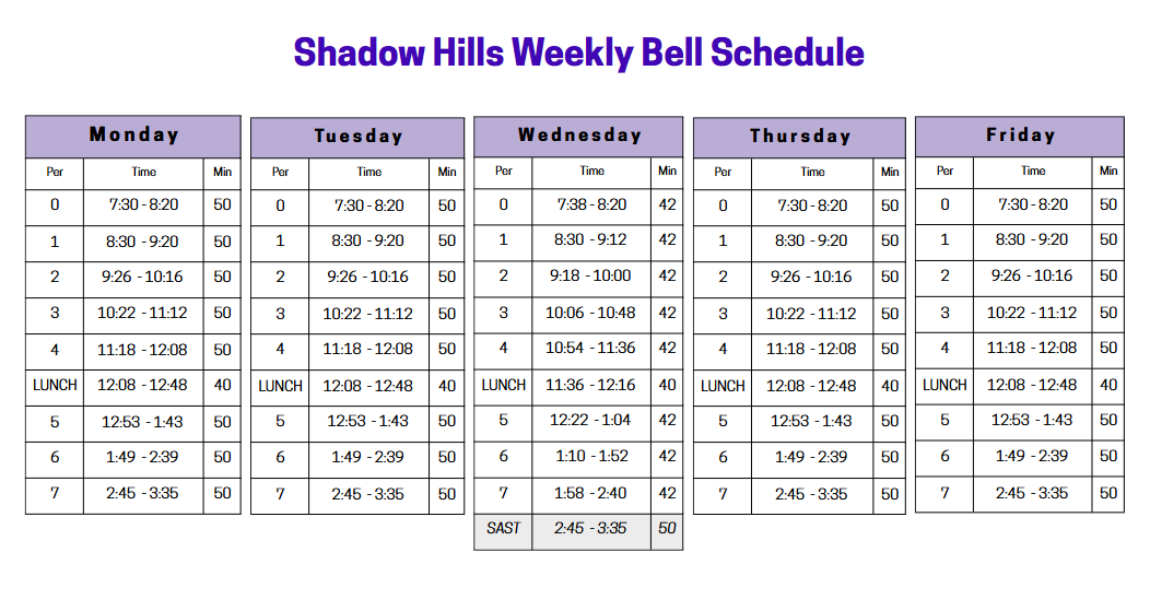 bell schedule