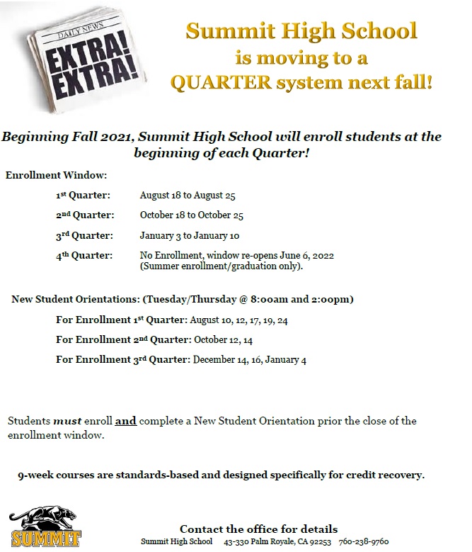 Quarter System Flyer English