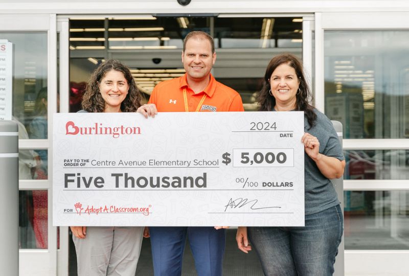 Centre Avenue School awarded $5000 donation from Burlington and AdoptAClassroom.org