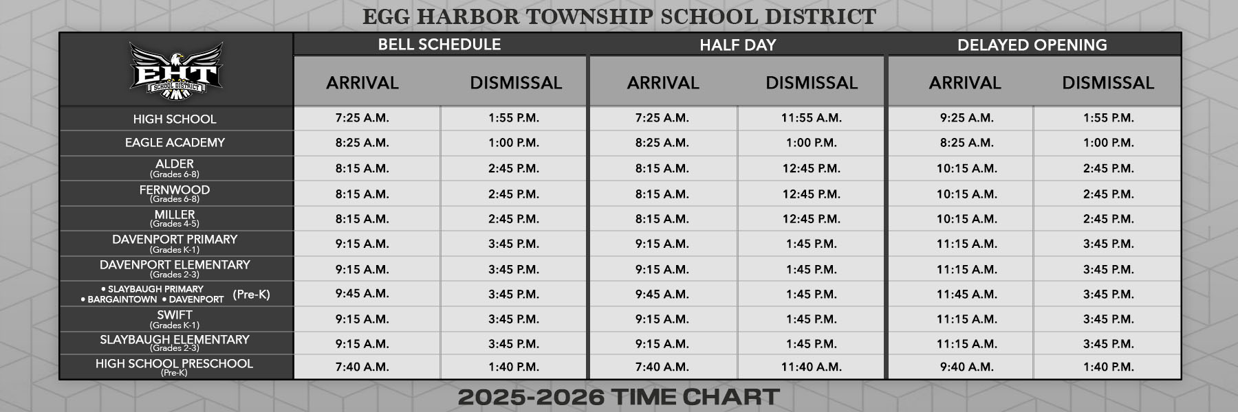 EHT Bell Schedule 25-26