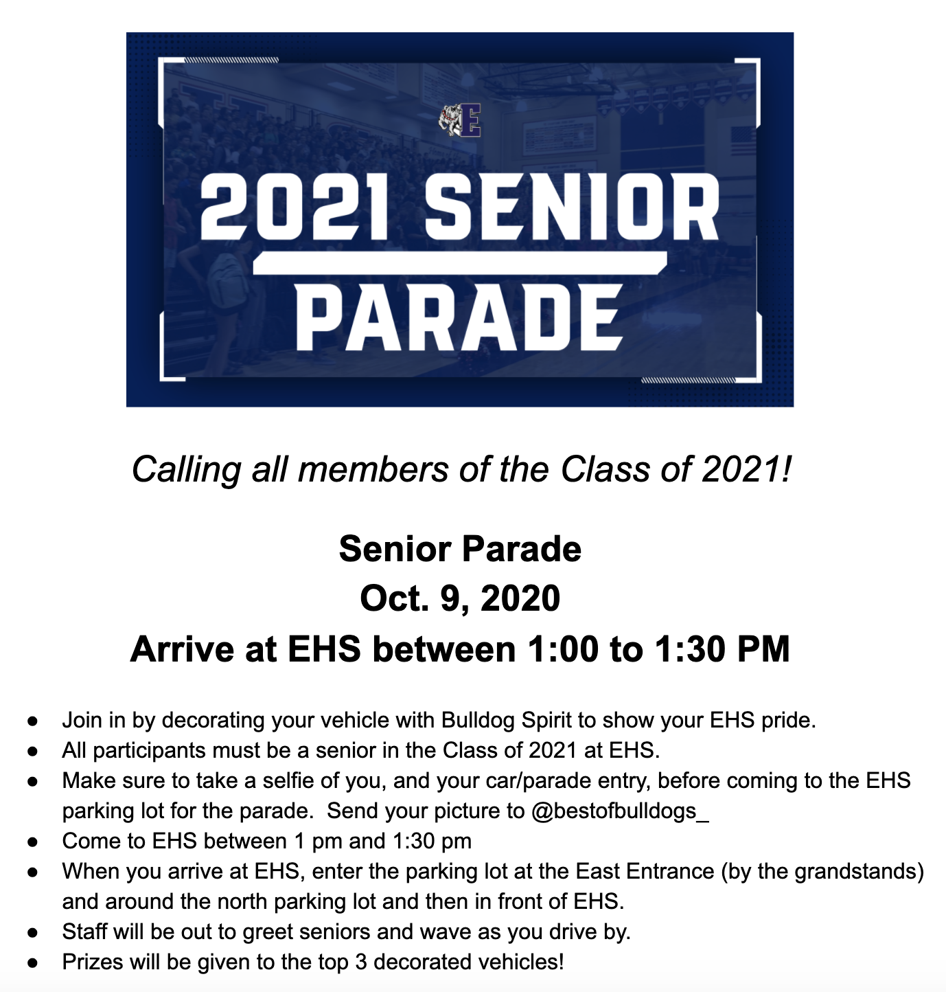 2021 Senior Parade Information