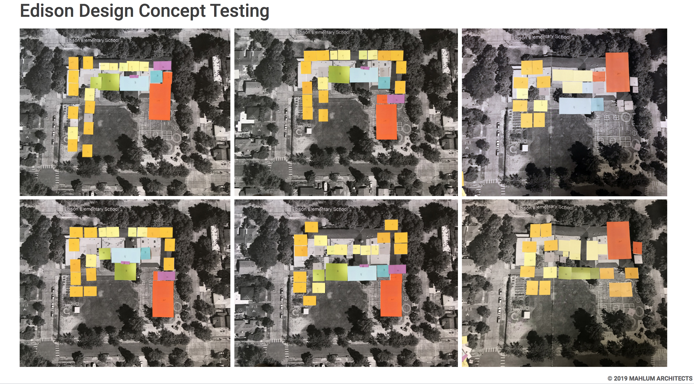 Images of initial design concept testing for new Edison Elementary School