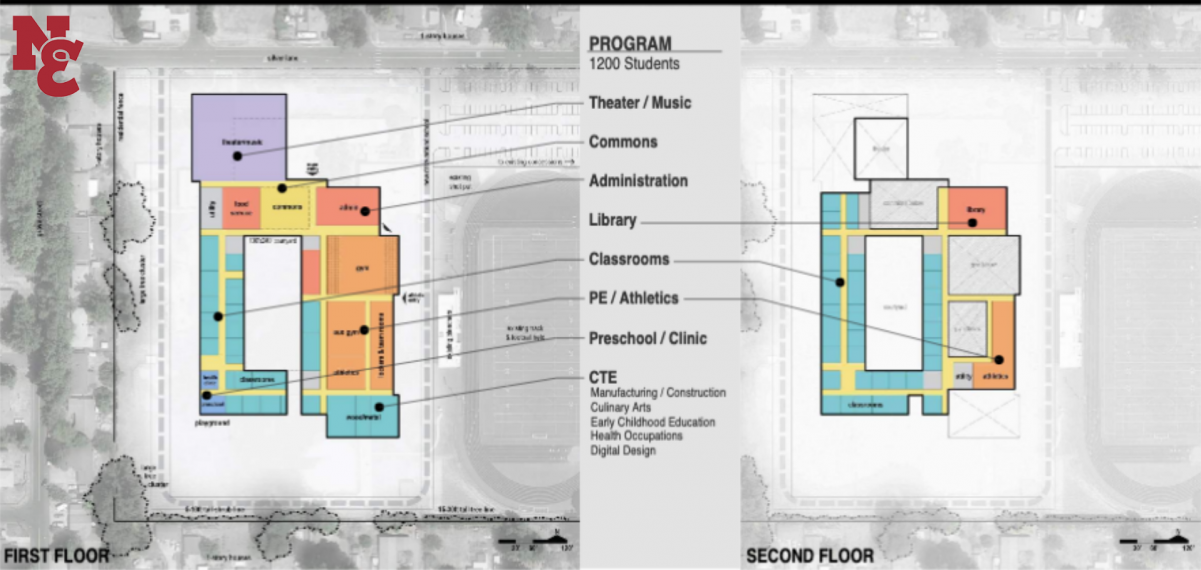 Preliminary schematic design concept for new North Eugene High School