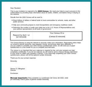 Image of 2020 U.S. Census invitation letter