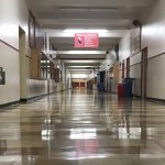 Empty school hallway