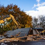 Pictured are two machines clearing debris at the Silver Lea building.