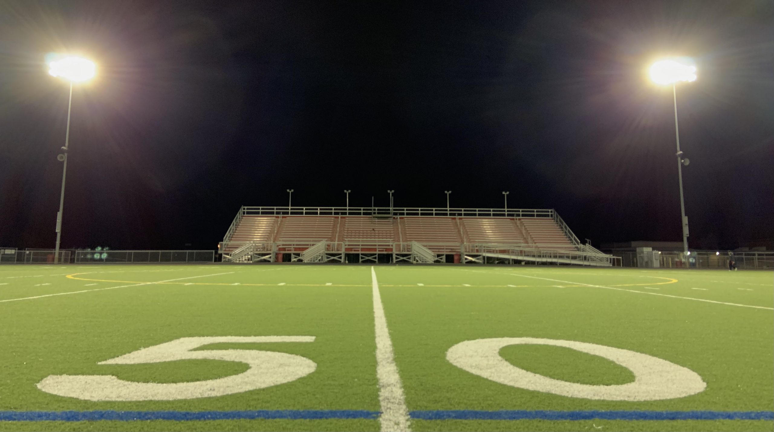 NEHS turf field from the 50 yard line