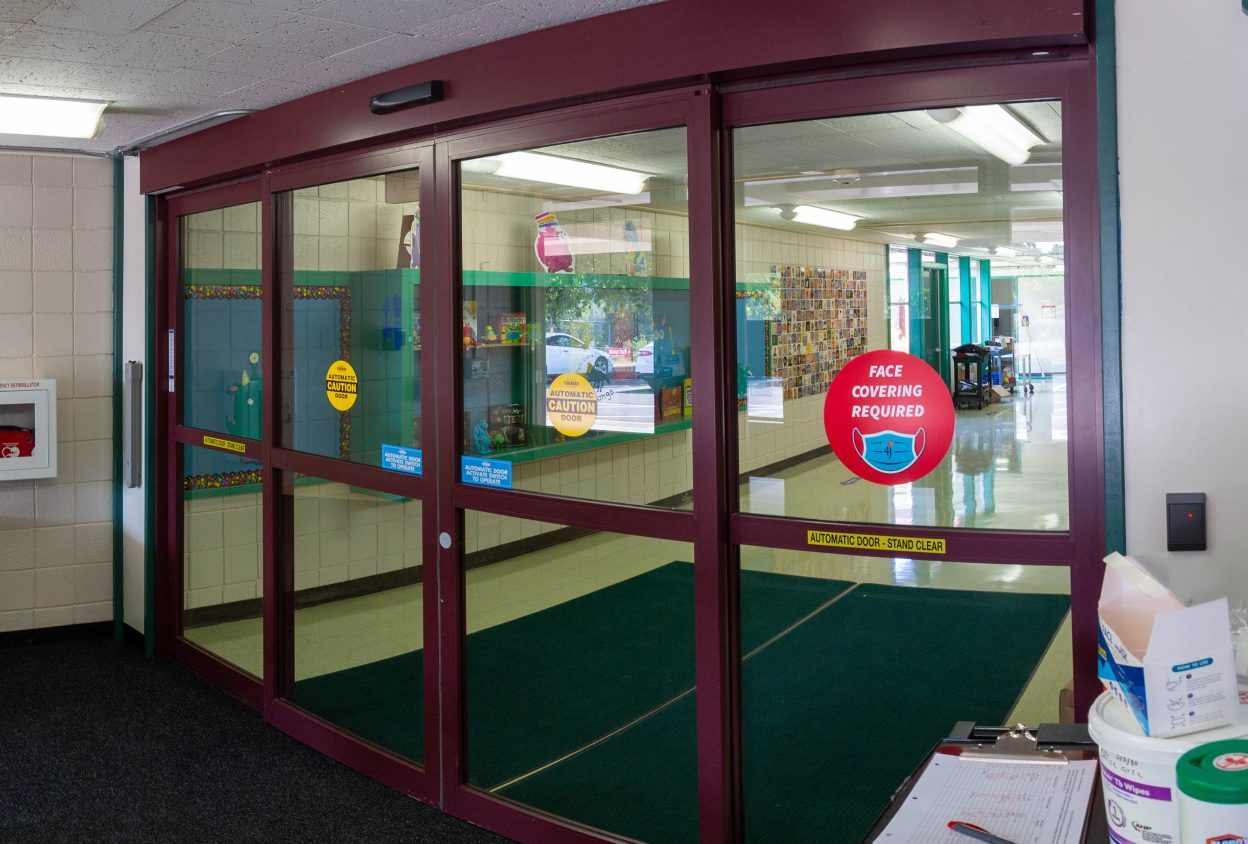 New entryway at Twin Oaks Elementary School to improve building security.