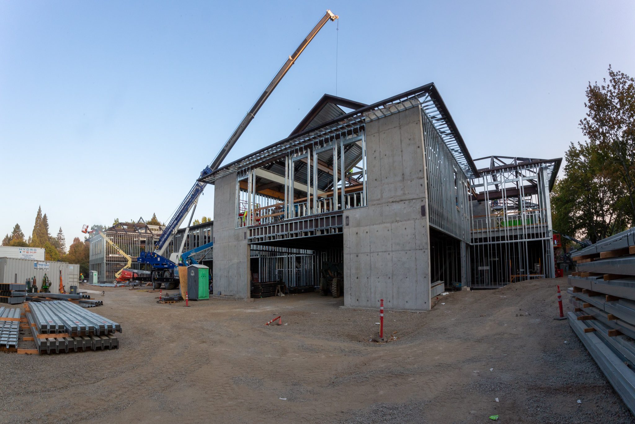 Edison construction update: a view of the steel erection progress from the east side of the school property.