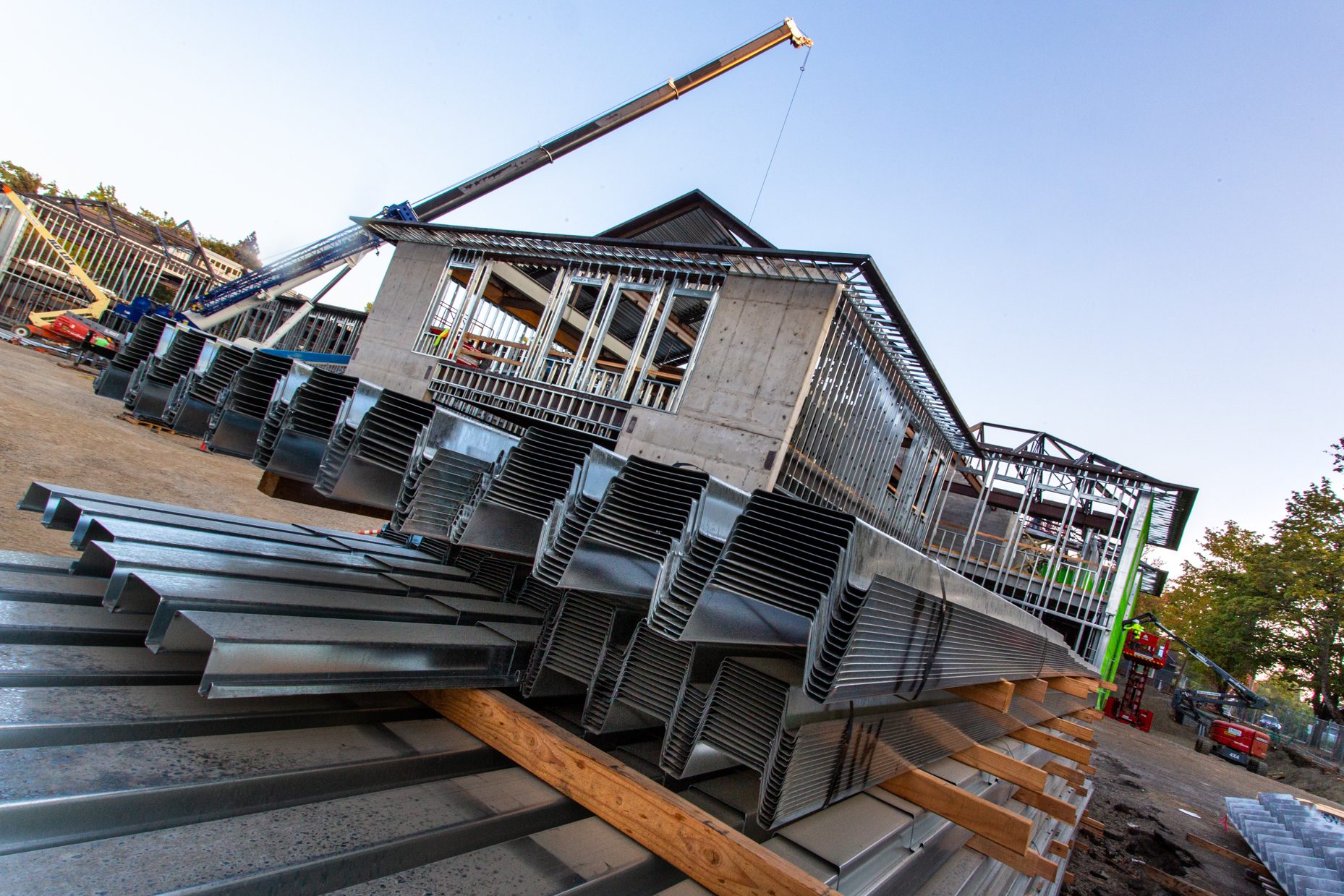 Edison construction update: view of the building materials used.