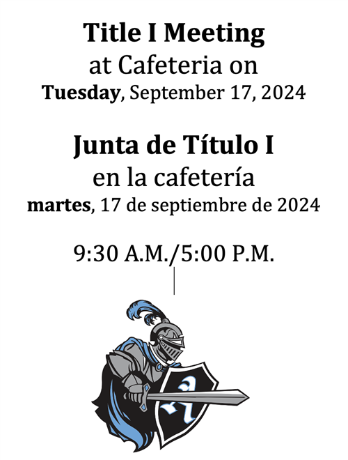Title I Meeting - September 17 @ 9:30 am & 5:00 pm