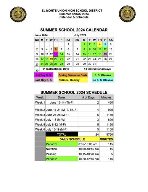 Summer Calendar