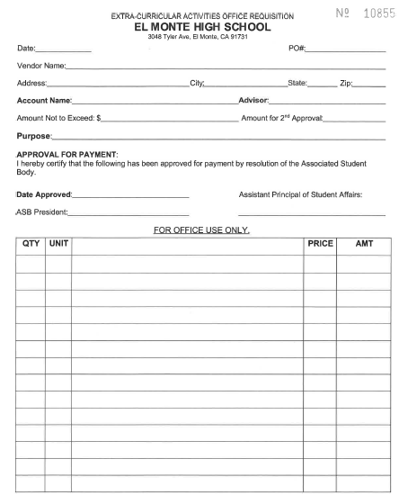Requisition Form 