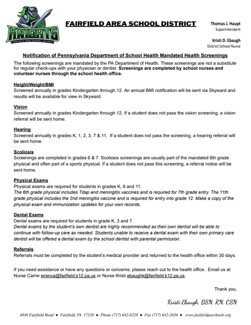 Screening Notification