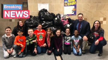 Brooks Hill students with collected items