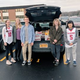 Students with food donations