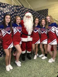 FHS cheerleaders with Santa