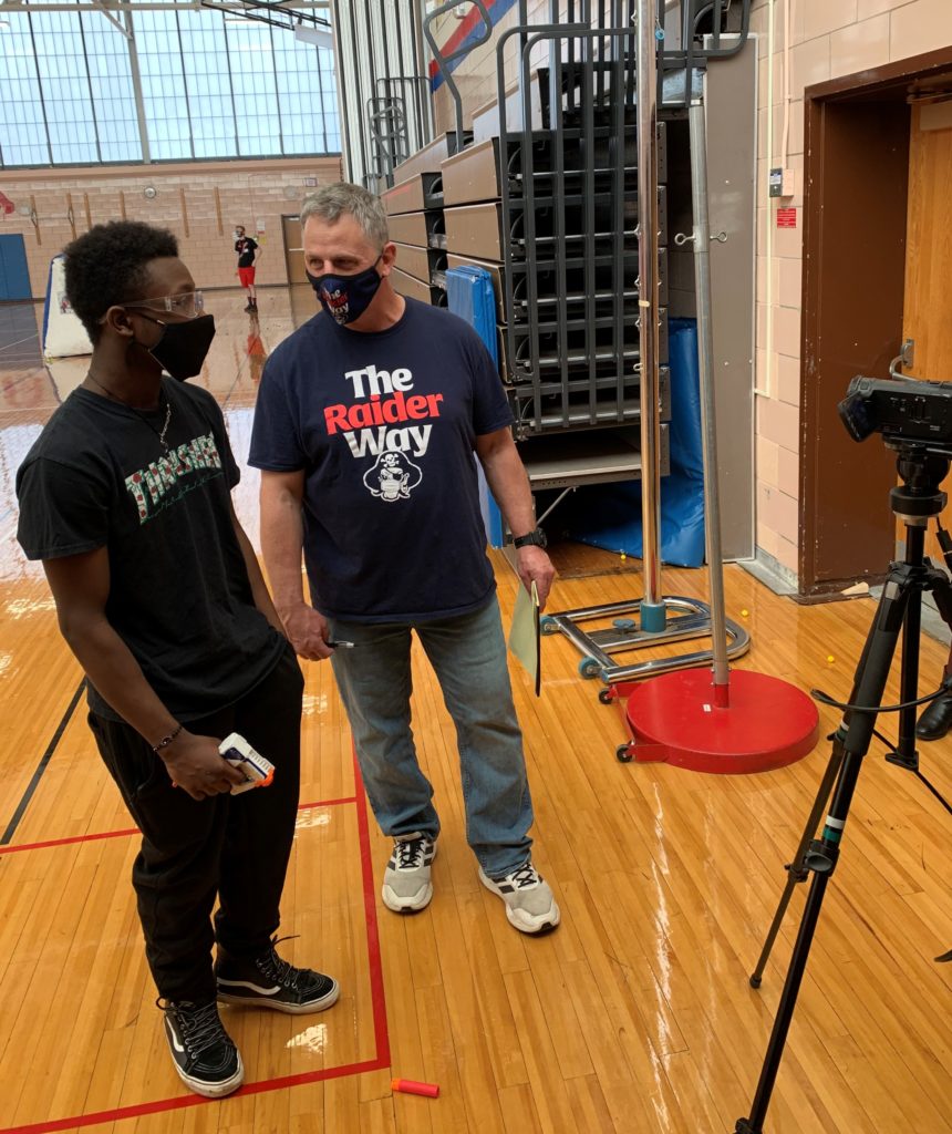 Mr. Soudan interviews Jaelan Law for live stream of Nerf competition