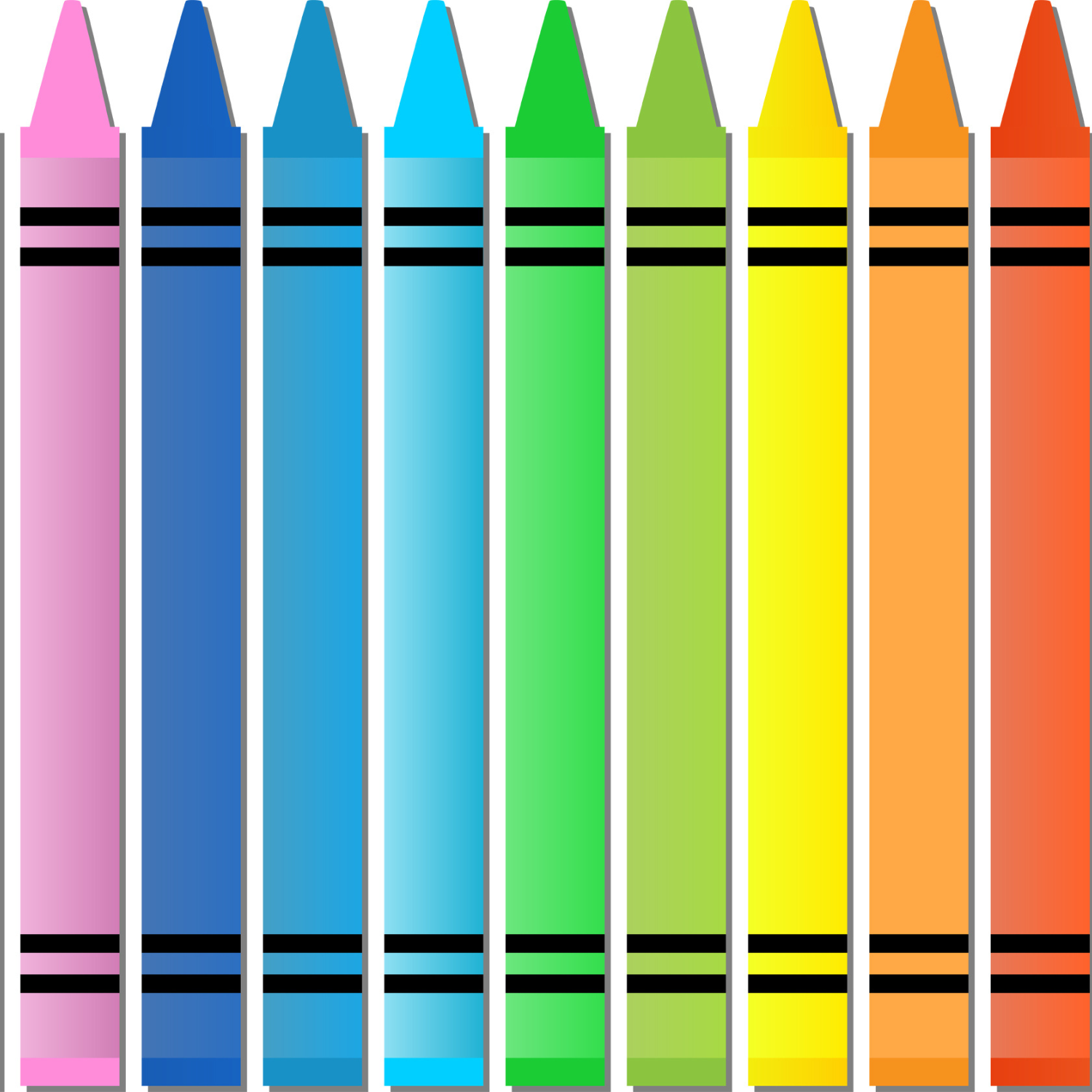 Crayons in multiple colors